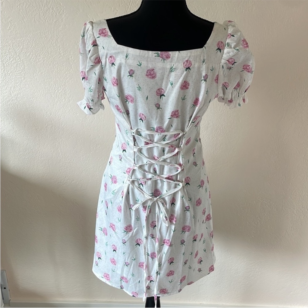 Floral White Dress with Pink Flowers - Picture 4 of 8
